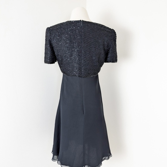 Silk Beaded Mini Dress Empire Waist Talbots Little Black Dress LBD - Picture 3 of 14